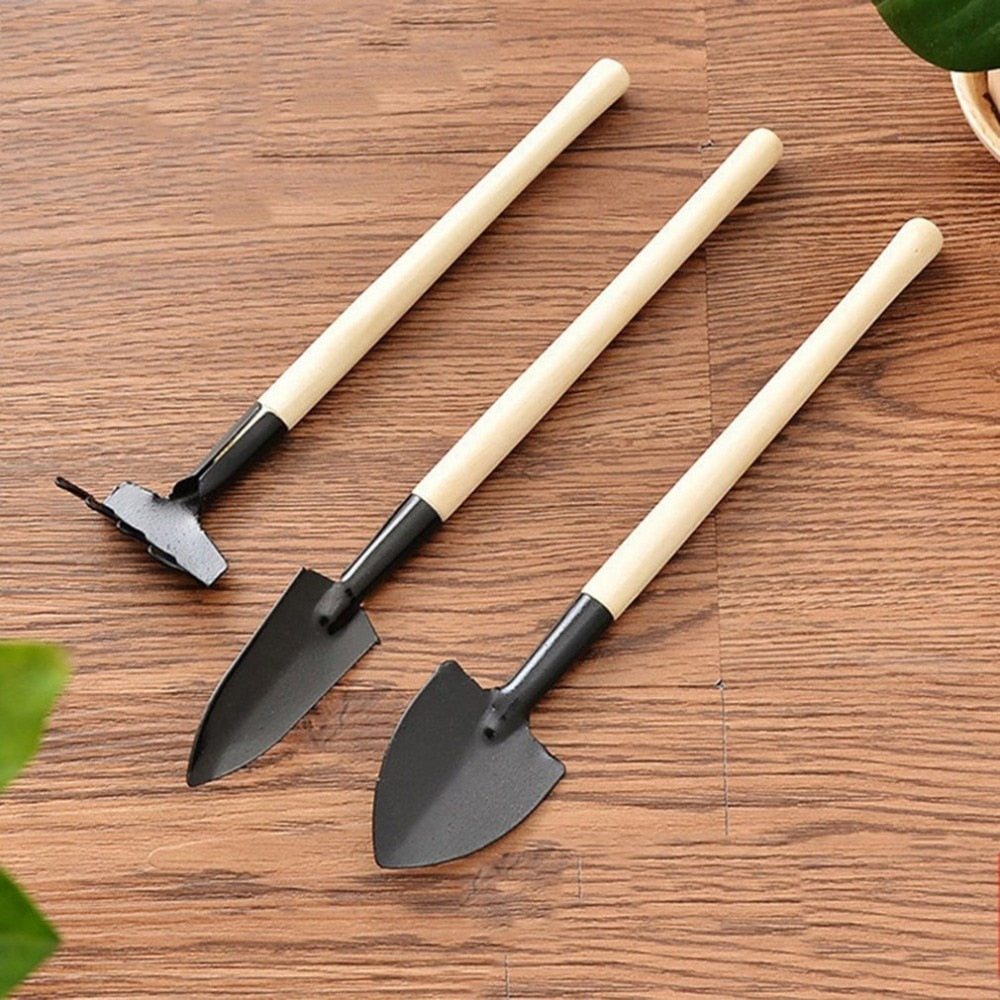 3pcs/Set Mini Gardening Tools Wood Handle