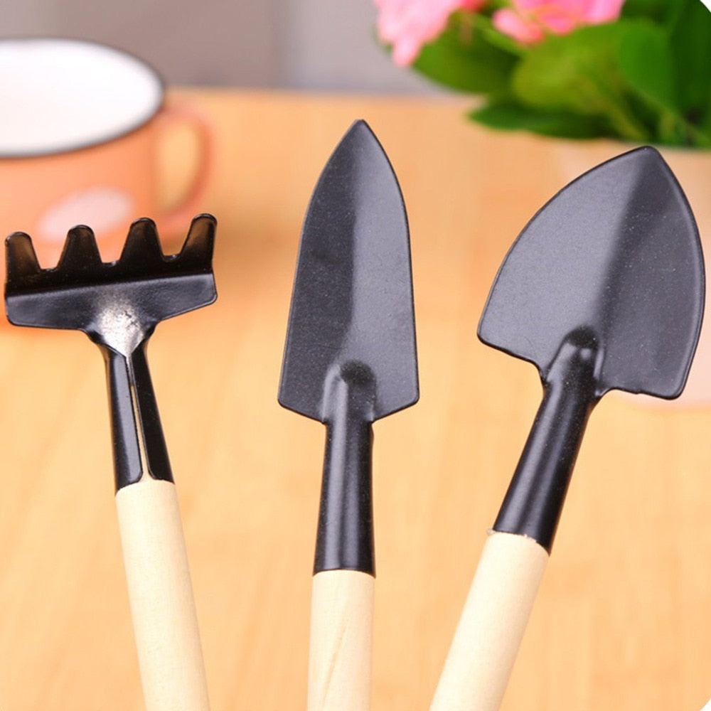 3pcs/Set Mini Gardening Tools Wood Handle