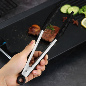 2Pcs Kitchen Silicone Tongs Barbecue Cooking Tongs