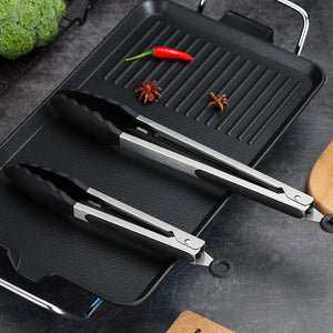 2Pcs Kitchen Silicone Tongs Barbecue Cooking Tongs