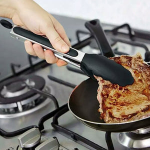 2Pcs Kitchen Silicone Tongs Barbecue Cooking Tongs